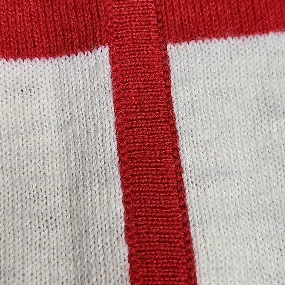 Gap v neck striped tunic sweater red cream small - Picture 7 of 14